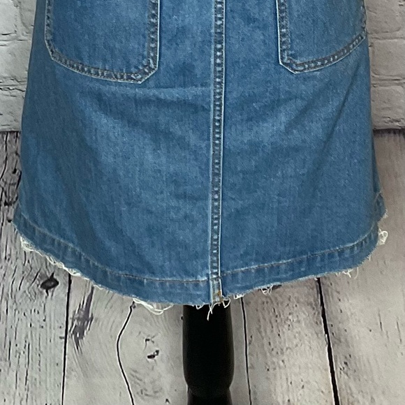 LOFT Outlet Button Front Denim Skirt Closure Raw Hem Cotton 6 - Picture 9 of 16